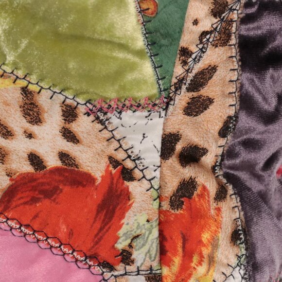 AUTH Roberto Cavalli Printed Silk Patchwork and Suede Leather Jacket NWT - Picture 4 of 8